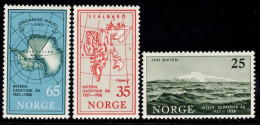 CU0342 Norway 1958 Polar Expedition Map Scenery, Etc. 3V MNH - Unused Stamps