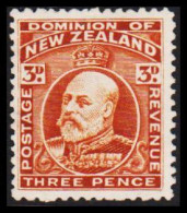 1909-1916. New Zealand. Edward VII THREE PENCE  Perf. 14 No Gum.  (MICHEL 125C) - JF533658 - Unused Stamps