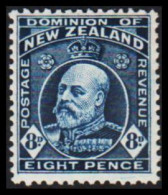 1909-1916. New Zealand. Edward VII EIGHT PENCE  Perf. 14, Hinged.  (MICHEL 129C) - JF533661 - Ungebraucht