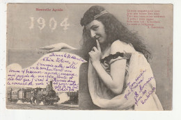 NOUVELLE ANNEES 1904 - FEMME ET TRAIN - ECRITE A DINAN 22 - Neujahr