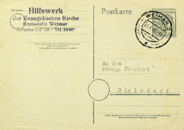 SEPHIL GERMANY 1948 POST WWII 12pf POSTAL CARD FROM WEIMAR TO DIELSDORF - Autres & Non Classés