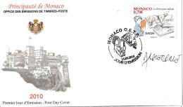 Monaco Fdc Les Livres Pour Enfants Signé Par L'Artiste - Autres & Non Classés