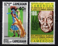 Cameroun  N°  600 / 01  XX  Danse Et 100ème Anniversaire Naissance De Konrad Adenauer : Les 2 Valeurs Sans Charnière TB - Cameroun (1960-...)