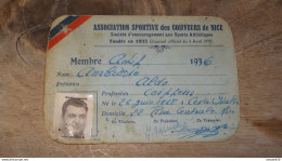 Carte Association Sportive Des Coiffeurs De NICE - 1936     ............. PHI ...... E1-84 - Membership Cards