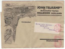 [A5] Illustriertes Kuvert John Telkamp Botanischer Garten Bielefeld 1927 > Schweiz - 8eck-Stempel - Machine Stamps (ATM)