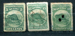 CANADA - Lot De 3 Timbres Fiscaux "REGISTRATION QUEBEC" (dont 1 Annulé Par Perforation) (animaux) - Steuermarken