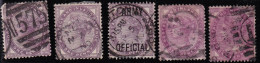 1881-3 GB Queen Victoria  Penny Lilac 5 Stamps Used - Used Stamps