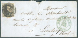 N°3 - 10 Centimes Brun Obl; P.24 Sur Lettre De BRUXELLES Le 27 Octobre 1850 Vers Abbé Stroobant Membre De Plusieurs Acad - 1849-1850 Medaillen (3/5)