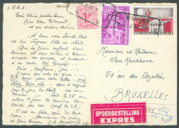 C.P. Affranchie à 10Frs. Obl. Télégraphique BRUGGE T * T En Exprès Le 25-XII-1961 Vers Bruxelles -  20230 - Cartas & Documentos