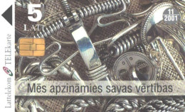 Latvia:Used Phonecard, Lattelekom, 5 Lati, Jewellery, 2001 - Letland