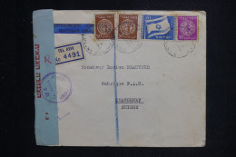 ISRAËL - Enveloppe En Recommandé De Tel Aviv Pour La Suisse En 1949 Avec Contrôle Postal - L 143964 - Lettres & Documents