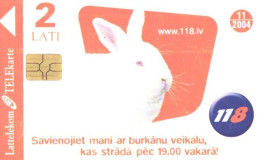 Latvia:Used Phonecard, Lattelekom, 2 Lati, Rabbit, 118 Advertising, 2004 - Letland