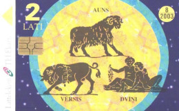 Latvia:Used Phonecard, Lattelekom, 2 Lati, Puzzle, Zodiac, Yellow, 2003 - Lettonia