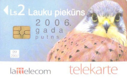 Latvia:Used Phonecard, Lattelekom, 2 Lati, Bird, Owl, 2007 - Lettland