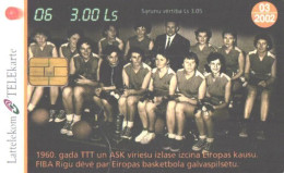 Latvia:Used Phonecard, Lattelekom, 3 Lati, Basketball Team, LMT, 2002 - Latvia