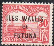 WALLIS AND FUTUNA ISLANDS 1920 POSTAGE DUE STAMPS TAXE SEGNATASSE MEN POLING BOAT NEW CALEDONIA OVERPRINTED 30c MH - Timbres-taxe