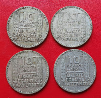 Lot De 4 Pièces De 10 Francs Turin En Argent 1930, 1931, 1932, 1934 - Gad 801 - 10 Francs