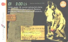 Latvia:Used Phonecard, Lattelekom, 3 Lati, Basketball Team, 01, 2000 - Lettonie