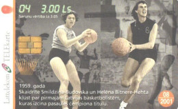 Latvia:Used Phonecard, Lattelekom, 3 Lati, Basketball Players, 04, 2001 - Lettland