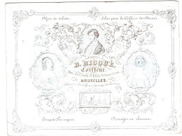 Belgique, Carte Porcelaine, Porseleinkaart, B. Bicqué, Objets De Toilette, Coiffeur", Bruxelles, Dim:140x107mm, - Cartes Porcelaine