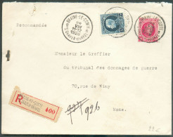 1Fr. Petit Montenez + 40c. Houyoux  Obl. Sc BRAINE-le-COMTE Sur Lettre Recommandée Du 28-VII-1926 Vers Mons. -  20238 - 1921-1925 Small Montenez