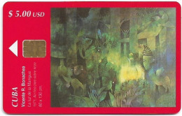 Cuba - Etecsa (Chip) - Paintings - Vicente R. Bonachea ''La Luz De La Manigua'', 03.2002, 5$, 30.000ex, Used - Cuba