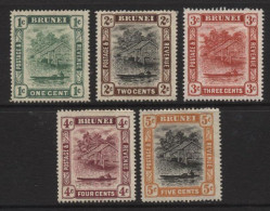 Brunei (07) 1908 Issue. Watermark Multiple Crown CA. 5 Values. Unused. Hinged. - Brunei (...-1984)