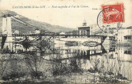 Delcampe - - Lot Et Garonne - Ref-452-  Castelmoron Sur Lot - Pont Suspendu Et Vue Du Coteau - Ponts Suspendus - - Castelmoron