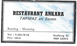 Gent Restaurant Ankara Oudburg Visitekaartje Htje - Cartes De Visite