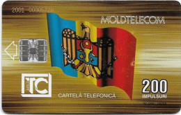 Moldova - Moldtelecom - Flag 2nd Issue, SC7, 09.1995, 200U, 20.000ex, Used - Moldavië