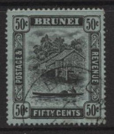 Brunei (10) 1908 Issue. Watermark Multiple Crown CA. 50c. Black On Green. Used. Hinged. - Brunei (...-1984)