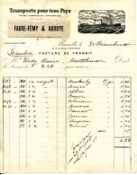 FACTURE.MARSEILLE.TRANSPORTS POUR TOUS PAYS.FAURE-FEMY & AUDOYE 43 RUE LONGUE DES CAPUCINS. - Transport