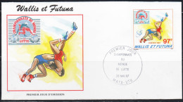 WALLIS AND FUTUNA ISLANDS 1987 WORLD WRESTLING CHAMPIONSHIPS OLYMPHILEX87 ROME 97fr COVER LETTER LETTRE FDC - Usati