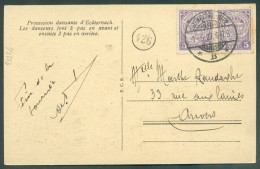 5c. Violet (paire) Obl. Dc LUXEMBOURG-VILLE Sur CP Du 1-9-1927 Vers Anvers.  TB  -  20256 - 1907-24 Ecusson