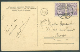 5c. Violet (paire) Obl. Dc LUXEMBOURG-VILLE Sur CP Du 1-9-1927 Vers Anvers.  TB  -  20256 - 1907-24 Wapenschild