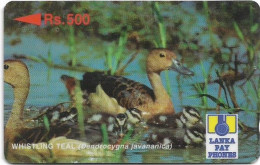 Sri Lanka - Lanka Pay Phones (GPT) - Whistling Teal - 33SRLH (Normal 0, Letter B), 500Rs, Used - Sri Lanka (Ceylon)