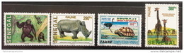 Sénégal 2002 Faune Fauna Gorille Gorilla Rhinoceros Autruche Tortue Turtle Girafe Giraffe 4 Val. RARE MNH - Sénégal (1960-...)