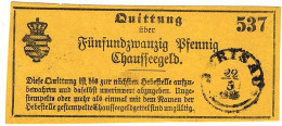 Jerisau 1885 Quittung Rötlichgelb Wappen QC, Für 24 Pf Chausseegeld - Sachsen