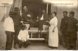 Blessés Venant D'être Radiographiés Croquis De Guerre 1915 Voiture Radiologique - Petite Curie (Photo) - Automobile