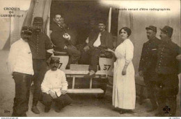Blessés Venant D'être Radiographiés Croquis De Guerre 1915 Voiture Radiologique - Petite Curie (Photo) - Automobili