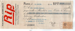 VP22.238 - 1924 - Lettre De Change - Machines Agricoles RIP - Sté De Construction De Matériel Agricole à PARIS - Cambiali