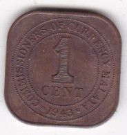 Malaisie 1 Cent 1943,  George VI, Petit Module. En Bronze , KM# 6, En Sup - Maleisië