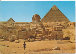 Egypt Postcard Sent To Denmark 6-3-1988 (Gize The Great Sphinx And The Pyramids Of Kephren & Mikerinos) - Sphinx