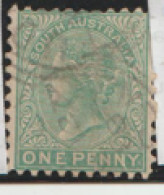 South Australia   1876    SG  167a 1d Yellow Green   P 10     Fine Used   - Used Stamps