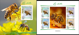 Niger 2022, Animals, Bees, 4val In BF+BF IMPERFORATED - Abeilles