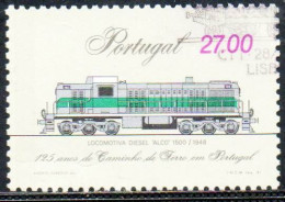 PORTOGALLO PORTUGAL 1981 LOCOMOTIVES PORTUGUESE RAILROAD 27.00e USED USATO OBLITERE' - Oblitérés