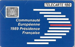 CARTE-PUBLIC-1989-F108B-SC5An-120U-11/89-COMMUNAUTE EUROPEENNE-6 Pe 108789- UTILISEE-TBE-R° 1 Pt Rayure Egere - 1989