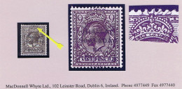 Ireland 1922 Dollard Rialtas 5-line Overprint In Black On 9d Agate, Var. "Date Mostly At Top" Mint Hinged, Creased - Ungebraucht