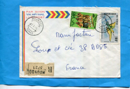 Marcophilie-TCHAD - Lettre Rec  Pour France Cad Mondou  1975-2-stamps N°341 Danses+A31  Oiseau -bird-merop - Tchad (1960-...)