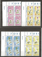 Faroe Islands 1988 Flowers,  Mi 162-165 In Bloc Of Four - Marginal Upper Left, MNH(**) - Faroe Islands